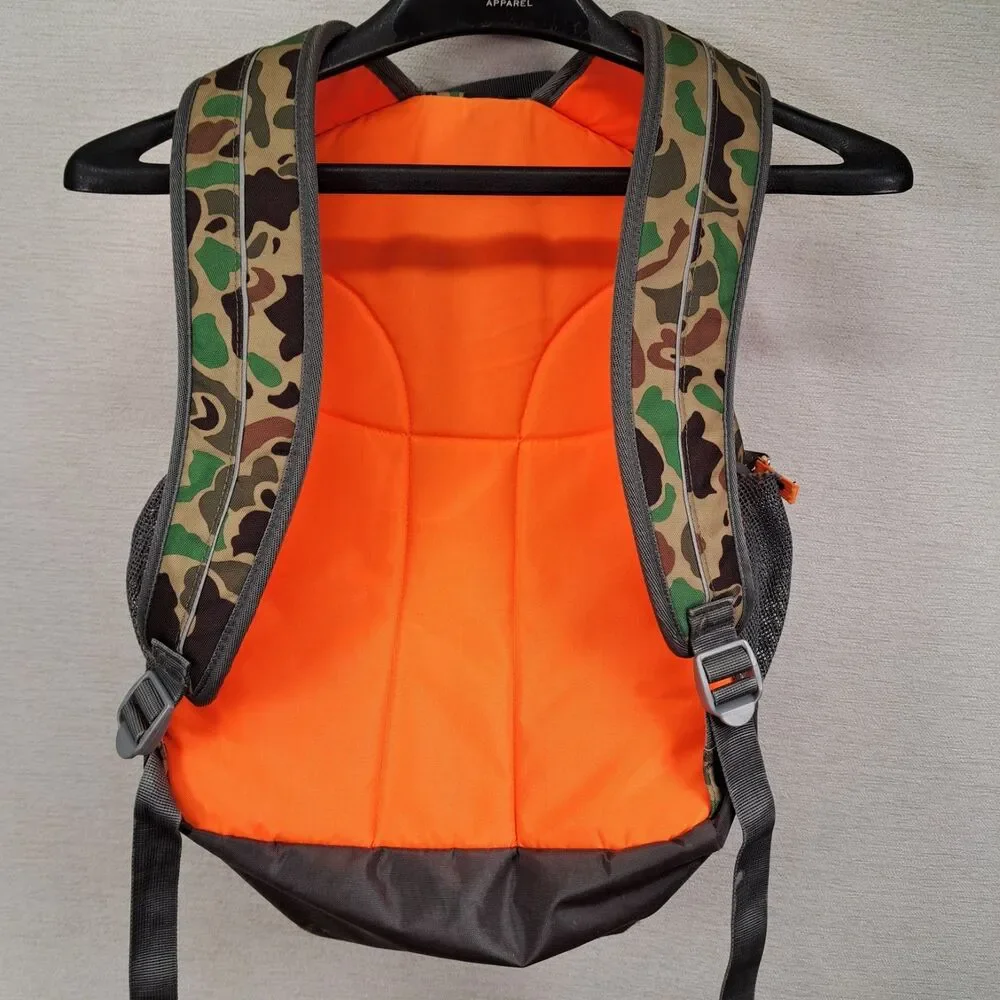 LL Bean Backpack Duck Camo Hunter Orange Pack Original Bookbag Daypack